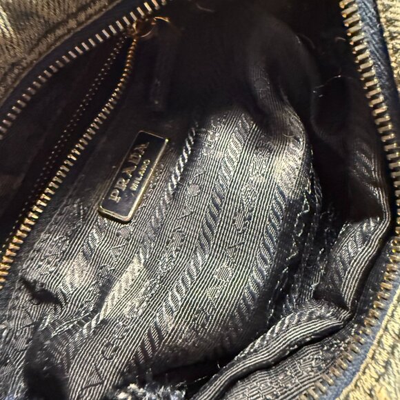 PRADA DISTRESSED DENIM POUCH - Picture 4 of 11